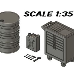 Kit-Tools-00.jpg Archivo 3D 1-35 Escala Diorama Herramienta Bidón Barril・Plan de impresión en 3D para descargar