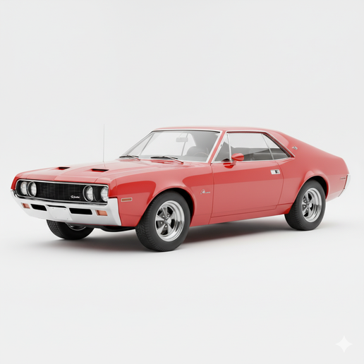 AMC AMX (1968) classic car, diorama, supercar, hypercar, drift car, SUV, car, automobile, car 3D, muscle car, sports car, pickup, car model, vintage car, garage, vehicle, race car, JDM, car STL, truck