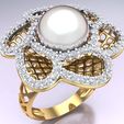 Nhan-luoi-N6682-02.jpg Mesh flower ring -Womens pearl ring - Pearl ring - N6682