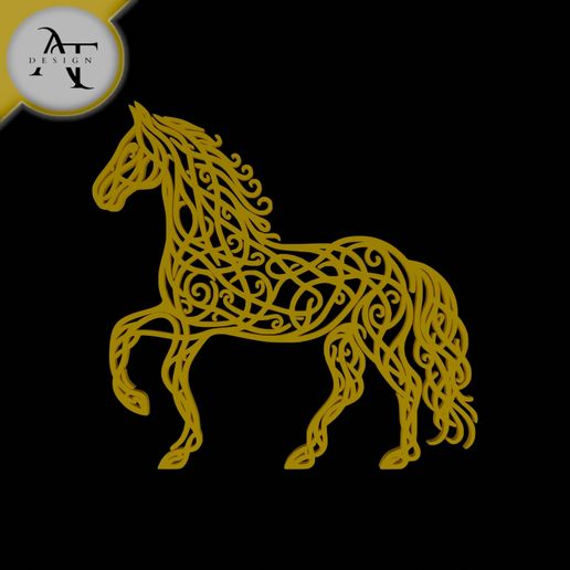 Horse - Line Art - 2D Wall Art Decor 3D model