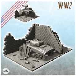 1-PREM-A04.jpg Archivo STL Ruina de Sherman M4 con paredes y trozos de madera (4) - Segunda Guerra Mundial Segunda Guerra Mundial Campaña del Oeste EE.UU. Estados Unidos América・Objeto imprimible en 3D para descargar