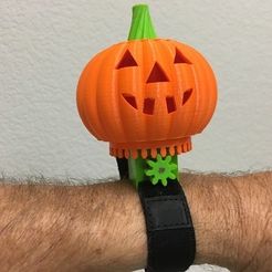 c7e42067e00b6d6ffd31566702f7e27f_preview_featured.JPG Free STL file Lighted Motorized Halloween Pumpkin Bracelet・3D printable design to download