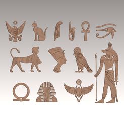 A.jpg Download STL file Ancient Egyptian traditional set of 13 model for decoration of ancient art • 3D printing model, HomeDecor