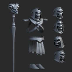 00.jpg STL file MOTU SKELETOR style FILMATION, Masterverse Replacement Kit・Model to download and 3D print