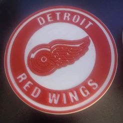 Red-Wings-Coaster.jpg STL file Detroit Red Wings 10cm Coasters・3D printer model to download