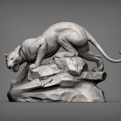panther1.jpg panther on stone 3D print model