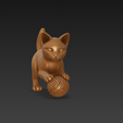 3.png 3d кошка милая играющая кошка