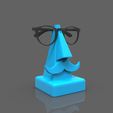 render-celeste-con-anteojos.jpg STL file Bust with Nose and Mustache Eyeglasses Holder・3D printable design to download