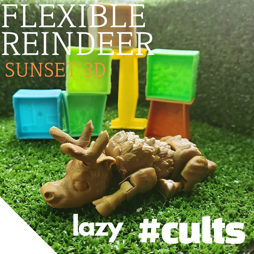 free now Articulated Frozen Reindeer-No Support-Jointed Figure 3D model