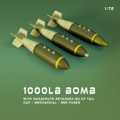 Preview011.jpg STL file Modern British 1000lb bomb/3 fuses・3D printing idea to download