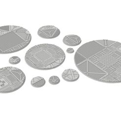 untitled.114.jpg 3D file x1000 Round, oval, square, rectangular, hexagonal, industrial textured bases・3D printable model to download