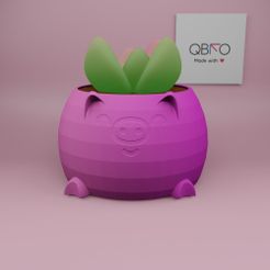 kawaiipiggy.jpg Download STL file Kawaii piggy planter • 3D printing template, QBKO3D