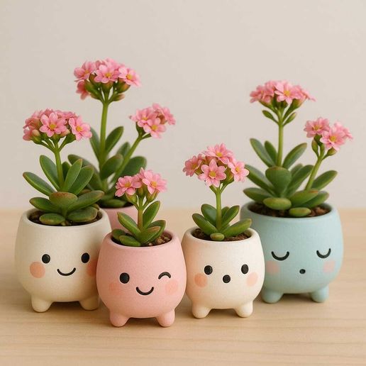 Happy Planter - Whimsical Face Pot for Indoor Plants - 3D Print Model - 3D model önizlemesi