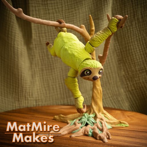 Sloth-6-copy.jpg Sloth plus Tree display, Articulated fidget figure, 3mf included