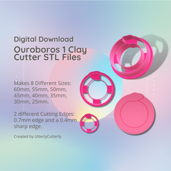 Cover-7.png Archivo 3D Ouroboros Clay Cutter - Mystical Snake STL Digital File Download- 8 tamaños y 2 versiones de cortador Pendientes, colgante, pasador・Diseño de impresora 3D para descargar