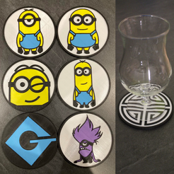 Sans-titre19.png STL file 6 Coaster Minion・3D printer design to download