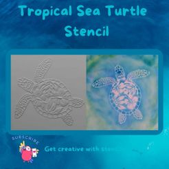 Tropical-Sea-Turtle-Stencil.jpg Pochoir de tortue de mer tropicale