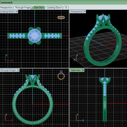 tulip-solitaire-wire-frame.jpg Tulip setting round diamond ring STL  micro prong jewelry
