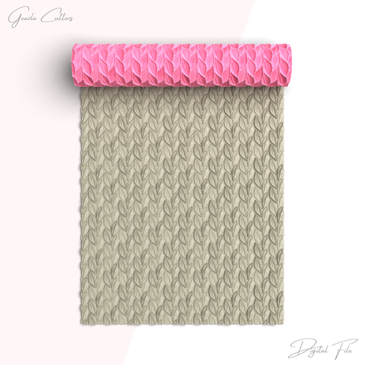 dsgsdgsdgd.png Knitting Leaves Texture Roller For Polymer Clay, Leaves Clay Texture Roller, Polymer Clay Tool, Printable File, Digital STL File, No: 1513
