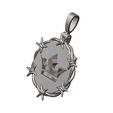 Crown-Halo-Barb-wire-round-pendant-11.jpg Pendentif rond en fil de fer barbelé avec attache Modèle d'impression 3D