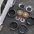 q8.png Datei STL RWB Style BBS 993 Front and Rear Set: Wheel, Tires and BRAKES!・Modell für 3D-Druck zum herunterladen