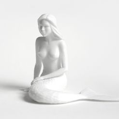 Mermaid_Sculpture_3DP_Plastic.jpg STL file Thinking Mermaid・3D printer model to download