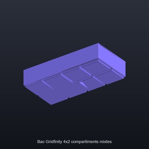 Bac Gridfinity 4x2 compartiments mixtes - 167x83mm