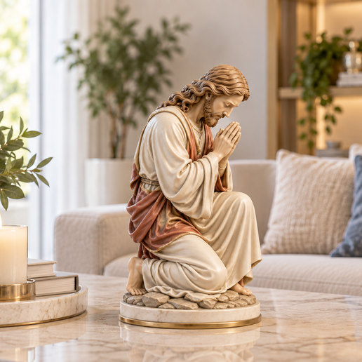 Jesus Praying STL, Praying Jesus Statue 3D Print File, Christian Statue STL, Religious Sculpture, Catholic Decor, Jesus Christ STL