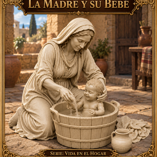 LA MADRE Y SU BEBÉ | FIGURA 3D - IMPRESIÓN EN RESINA - COLECCION BELEN VICK
