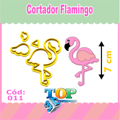 FLAMINGO.png Fichier STL Cortador Flamingo, Para pasta americana, Pasta de leite em Pó, Massa Biscuit・Objet imprimable en 3D à télécharger, top3dcortadores