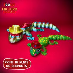 00 pune ise) PRINT. IN.PLACE NT do) 2d) STL-Datei Flexi Print-In-Place Cute Gecko gegliedert・3D-druckbares Design zum Herunterladen, ToonzFactory