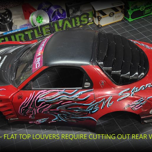 🚗 RAWC RC Drift Mazda RX-7 Rear Window Louvers (Pandora RX-7 FD3S body ...