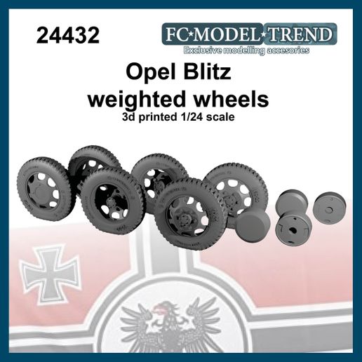 24432 Opel Blitz 3t truck weighted wheels 1/24 scale.
