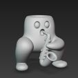 3.jpeg Groovy Ghost Pflanzgefäß mit Saxophon - Lustiger 3D-Dekotopf