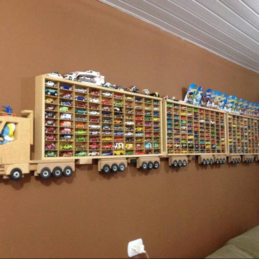 Spielzeugauto Aufbewahrung LKW Wand lasercut
