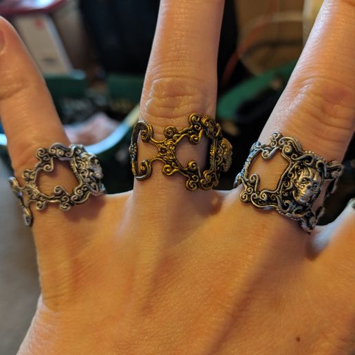 💀 ornate skull ring・ STL File for ・Cults