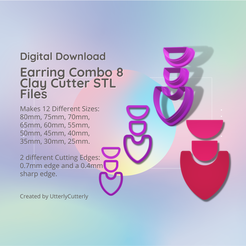Cover-7.png Файл 3D Earring Combo 8 Clay Cutter - Earring STL Digital File Download- 12 размеров и 2 версии Earring Cutter, резак для печенья・Модель для загрузки и 3D печати