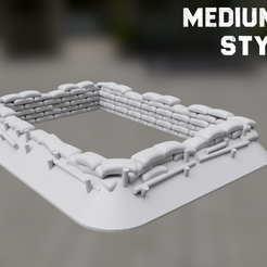 Medium-Base-Dugout-1.png Fichier STL Medium Sandbagged Bunker Style 1 - Échelle 15mm pour FoW・Plan imprimable en 3D à télécharger