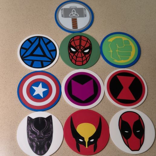 🏢 marvel superheroes coasters・ 3MF File for 3D printing・Cults