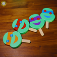 4.png TMNT Popsicle 3D Print Files with Stand | 4 Ninja Turtles Ice Cream | Multi-Part STL | Leonardo Raphael Donatello Michelangelo | No AMS