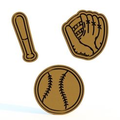 main.jpg 3D file Baseball cookie cutter set of 3・3D printer model to download