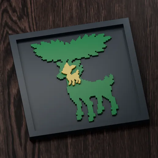 Sawsbuck Line - Pokemon Silhouette Frame | Gen 5 sprite style | STL