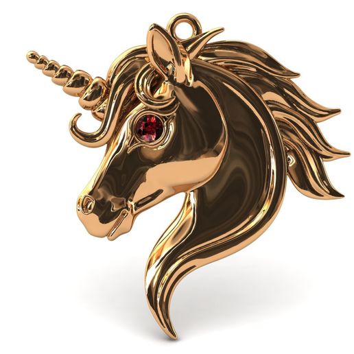 Unicorn Head Pendant High Detail Fantasy Jewelry 20mm