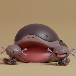 paldean-wooper-line-render.jpg Файл STL Покемон - Палдеан Вупер и Клодсир с 2 позами・3D модель для печати скачать