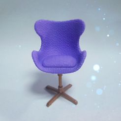 0.jpg 3D file Doll Lounge Swan Chair ,Barbie ,Rainbow high doll , Chair, Doll Furniture・3D printing idea to download