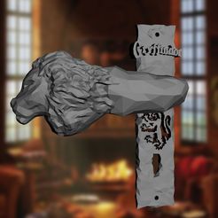 gryff.jpg STL file Gryffindor Door Handle - Right and Left・3D printer model to download