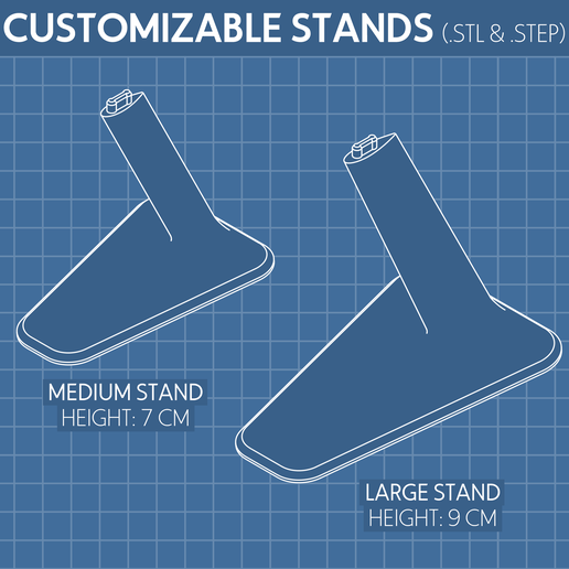 CUSTOMIZABLE STANDS (sii. step) MEDIUM STAND nleC ale LARGE STAND HEIGHT: 9 CM Customizable Stands