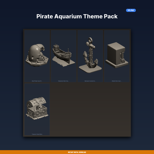 Pirate Aquarium Theme Pack - 5-Model STL Bundle