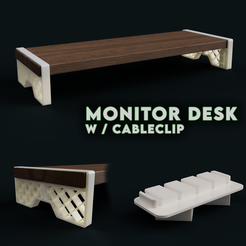 Cults-1.png Free OBJ file MonitorDesk with cable clip・3D print design to download
