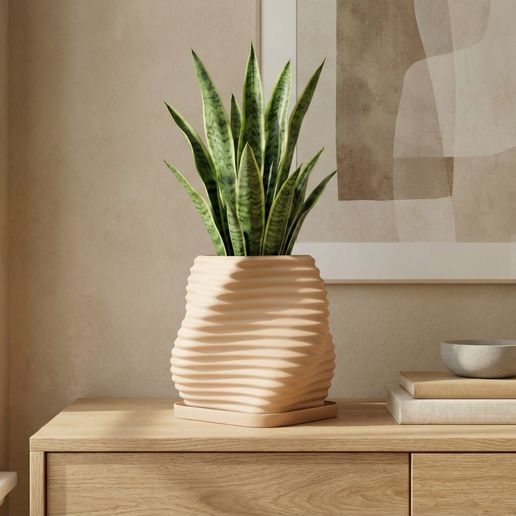 Bulge Knurl Vase - Twisted Rectangular Planter